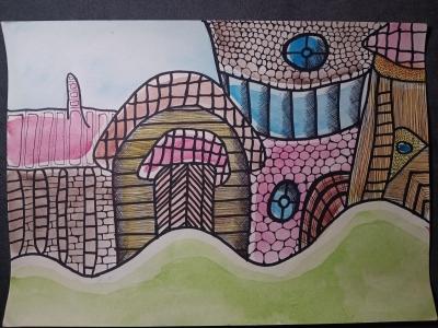 Paveikslas "Miestas. Už kalnų"